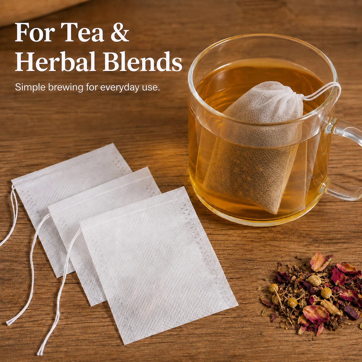 Herbal Tea - 100 Bolsas Desechables con Cordón para